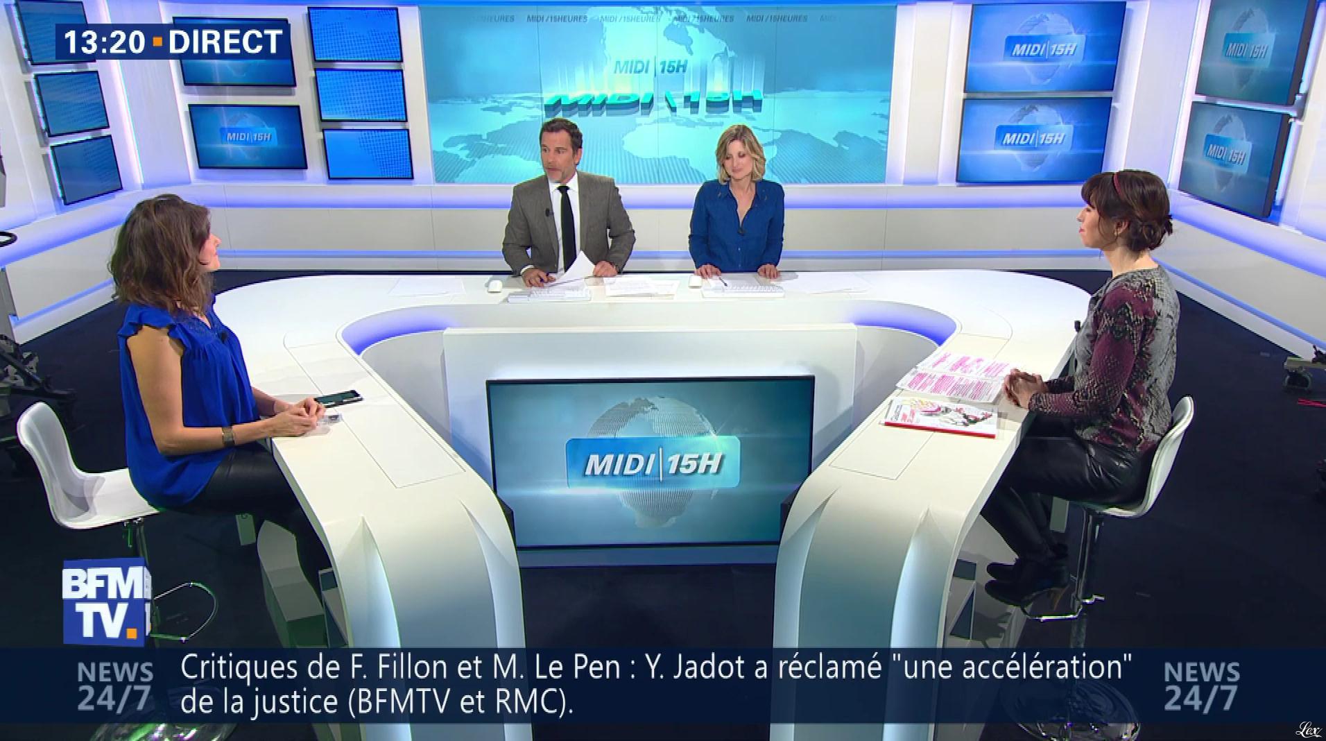 Fanny Agostini et Candice Mahout à la Météo de BFM TV. Diffusé à la télévision le 28/02/17.