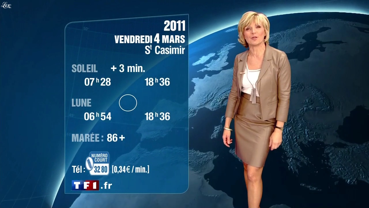 Evelyne Dhéliat à la Météo 20h. Diffusé à la télévision le 03/03/11.