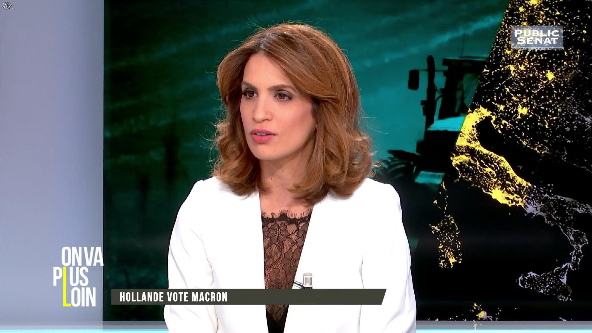 Sonia Mabrouk dans On Va Plus Loin. Diffusé à la télévision le 24/04/17.